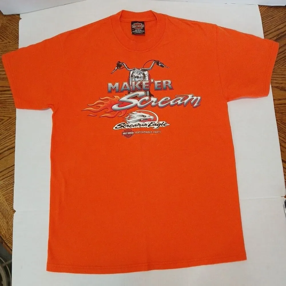 Vintage Harley Davidson Maker'er Scream Screaming Eagle/ Mid-Oh Orange M Y2K S.S